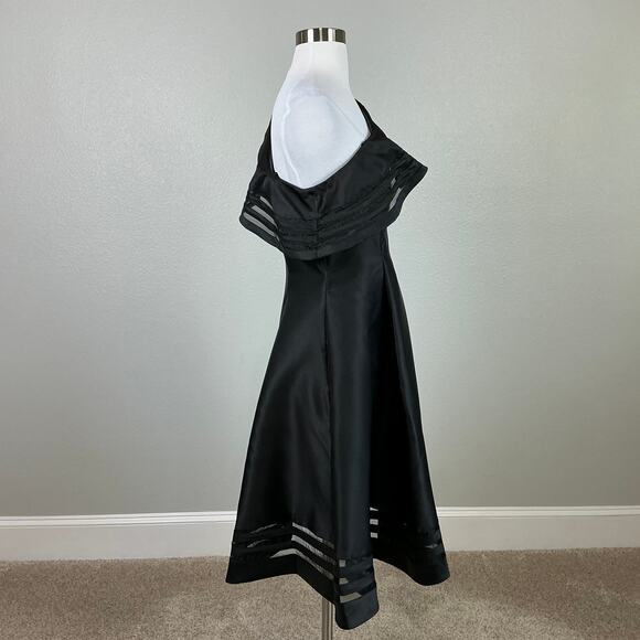 Adrianna Papell One Shoulder Ruffled A-Line Midi Cocktail Dress Black Size 8 - Picture 3 of 13